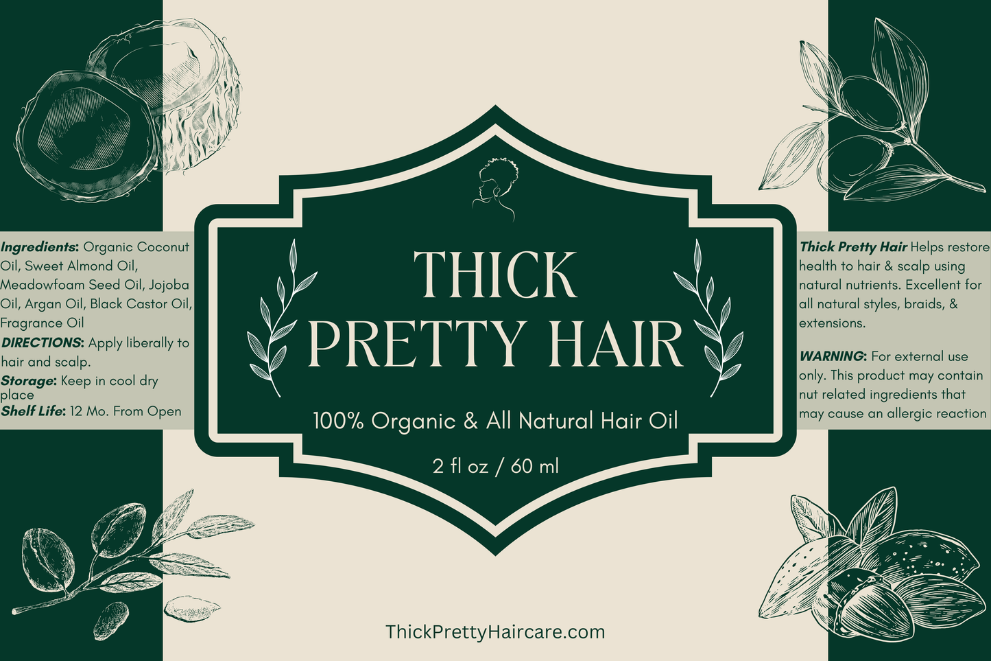 Thick Pretty Hair - 100% Organic & All Natural Hair Oil (2 oz)